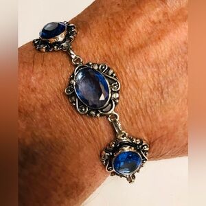 Tanzanite Stamped 925 Sterling Silver Bracelet